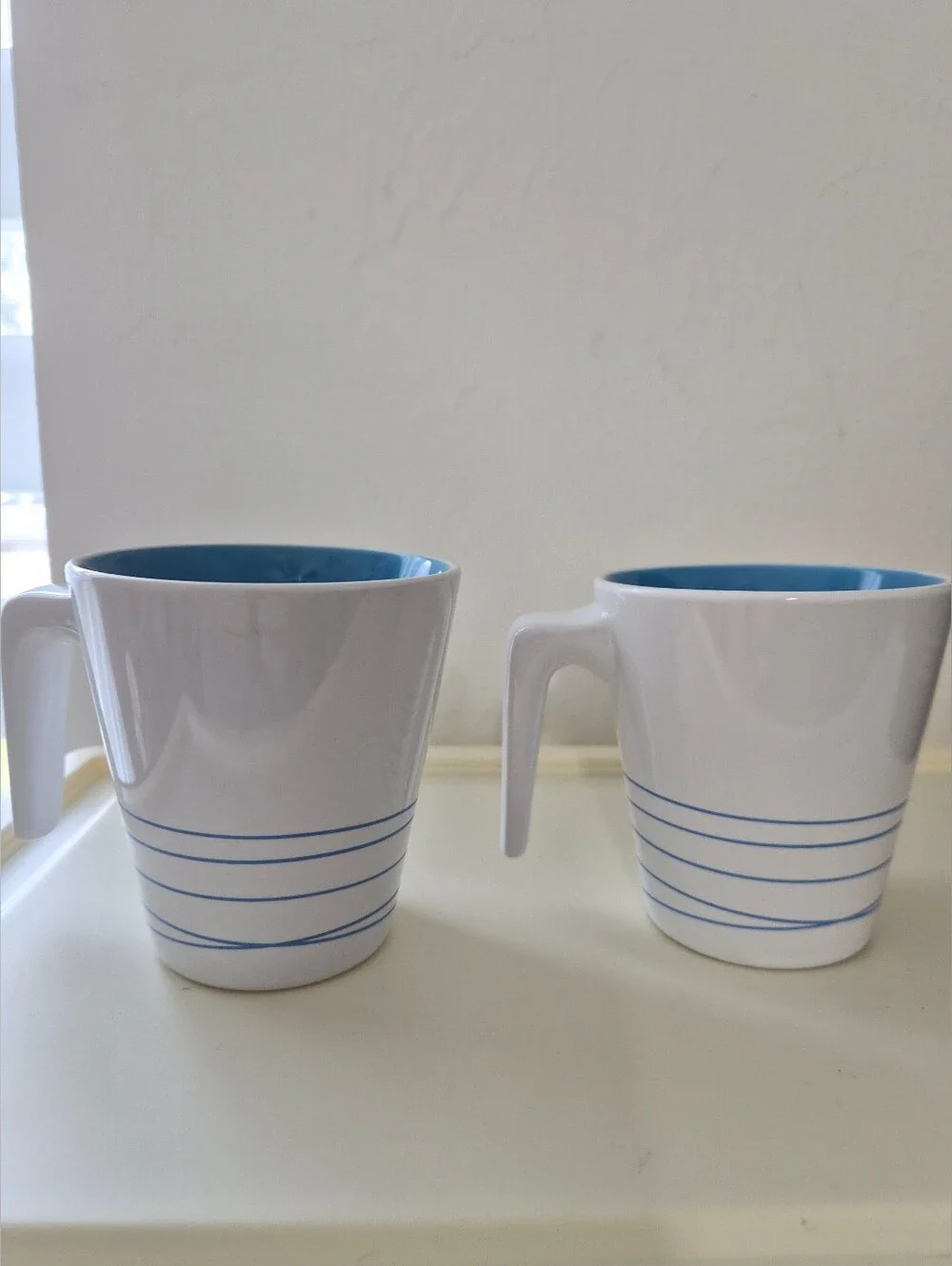 Ikea Hurrig Mugs Set Of 2 White And Blue